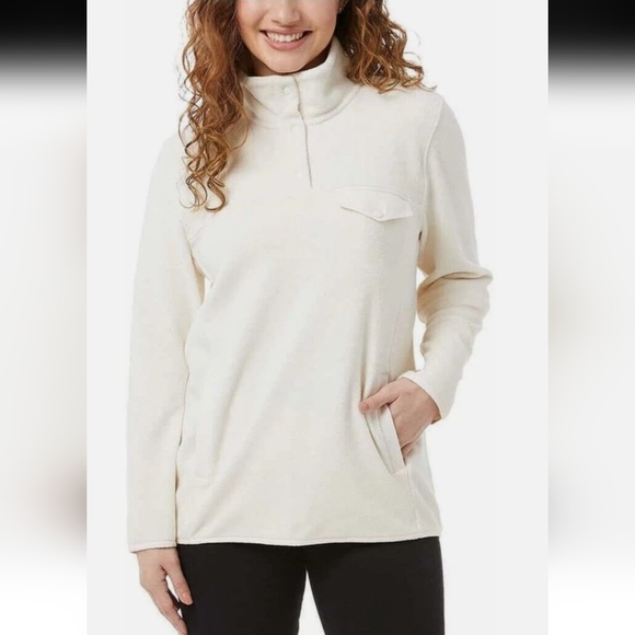 32 Degrees Tops - 32 Degrees M Midweight Snap Arctic Fleece White Winter Cozy Soft Holiday Cd-2651